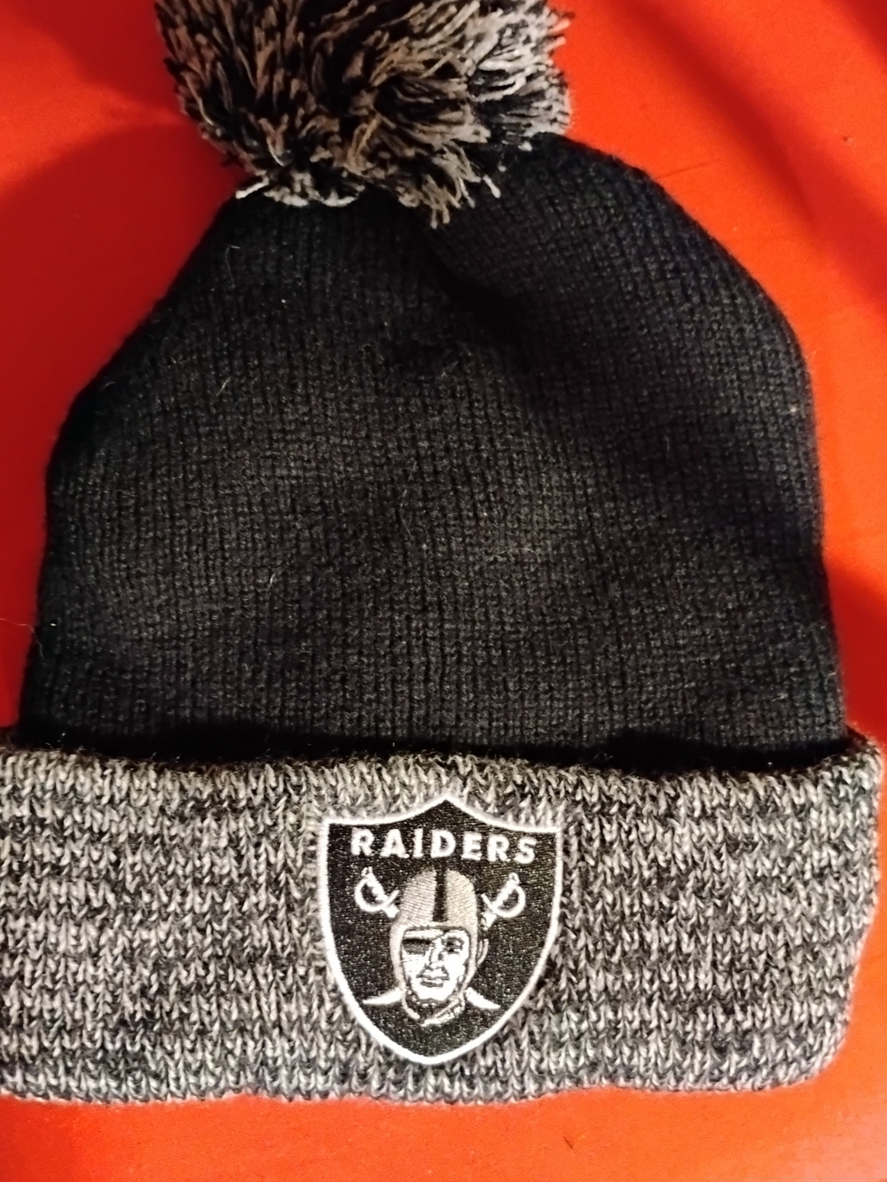 NFL Riders by Lee Pom Beanie Hat - Black and Gray